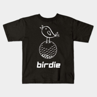 Golf Birdie T-Shirt - Funny Golf Pun Doodle Graphic Tee. Cute Bird on Golf Ball Design. Perfect Gift for Golfers and Caddies. Kids T-Shirt