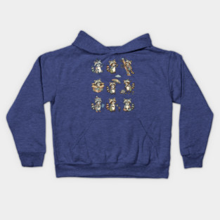 Cute Quirky Patchwork Steampunk Raccoons Funny Poses Kids Hoodie