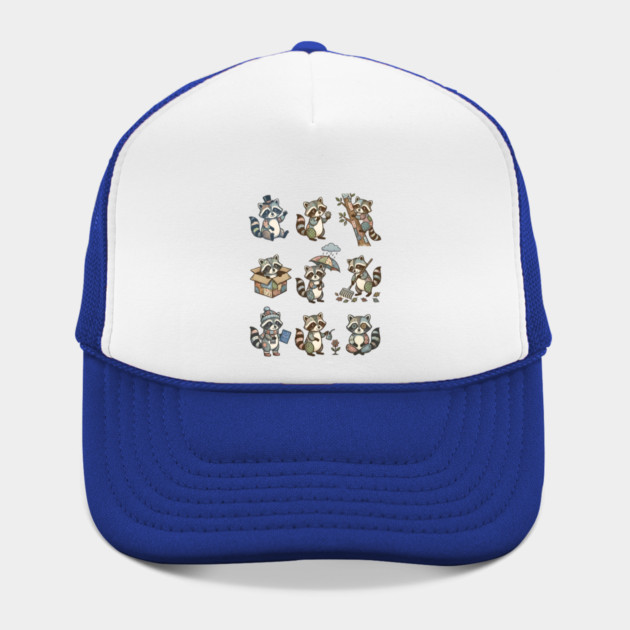 Cute Quirky Patchwork Steampunk Raccoons Funny Poses by Luxinda