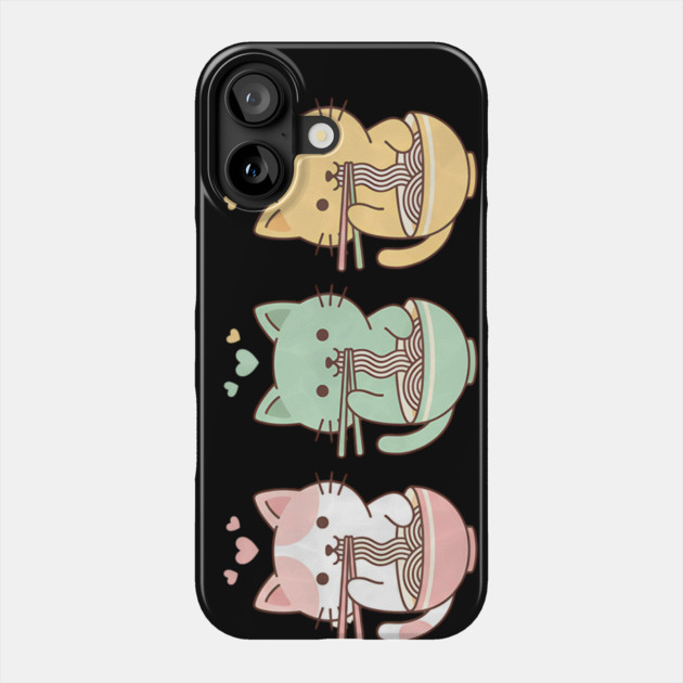Kawaii Cats Ramen Trio Illustration Phone Case by Designed By Marty