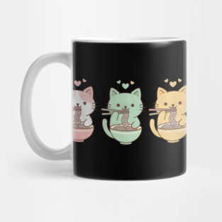 Kawaii Cats Ramen Trio Illustration Mug