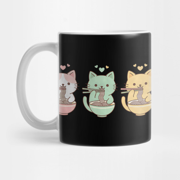 Kawaii Cats Ramen Trio Illustration by Designed By Marty