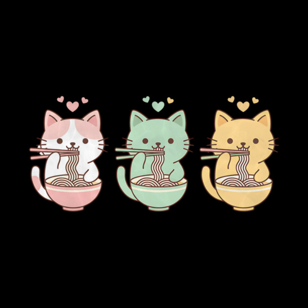 Kawaii Cats Ramen Trio Illustration by Designed By Marty