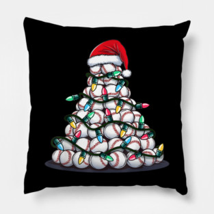 Christmas Baseball Humor Funny Tree Sports Theme Pillow