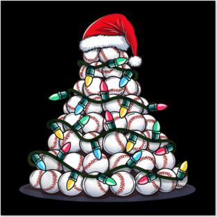 Christmas Baseball Humor Funny Tree Sports Theme Posters and Art