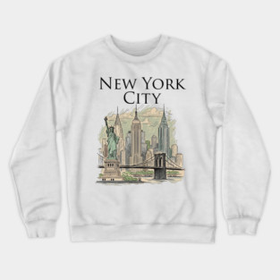 New York City Skyline Illustration Crewneck Sweatshirt