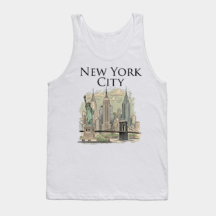 New York City Skyline Illustration Tank Top