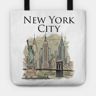 New York City Skyline Illustration Tote