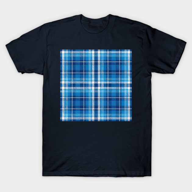 Blue Highland Check – Classic Tartan Style Plaid Pattern T-Shirt by DonWillisJrArt