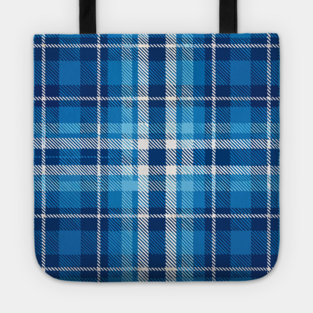 Blue Highland Check – Classic Tartan Style Plaid Pattern Tote by DonWillisJrArt