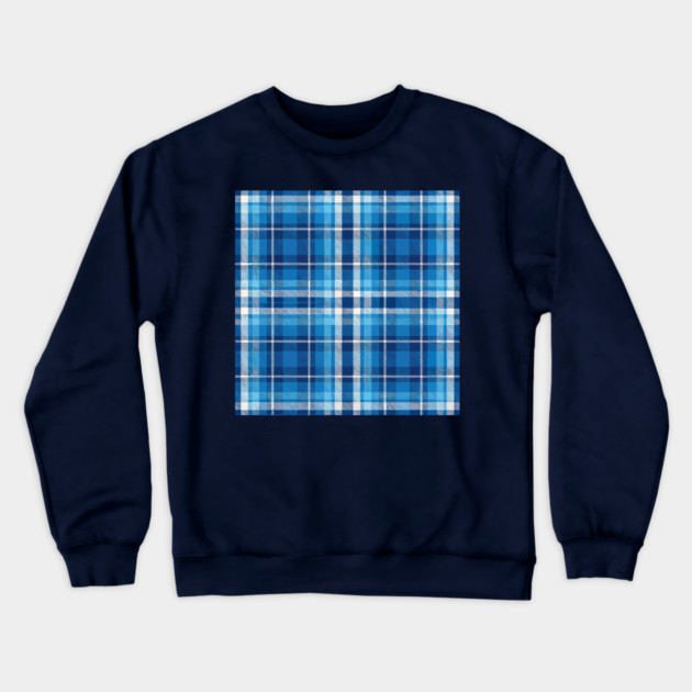 Blue Highland Check – Classic Tartan Style Plaid Pattern Crewneck Sweatshirt by DonWillisJrArt