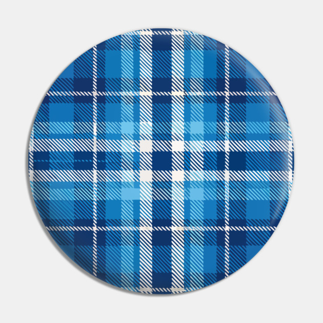 Blue Highland Check – Classic Tartan Style Plaid Pattern Pin by DonWillisJrArt