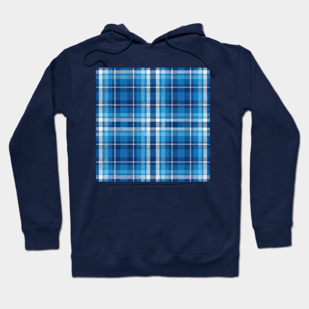 Blue Highland Check – Classic Tartan Style Plaid Pattern Hoodie by DonWillisJrArt