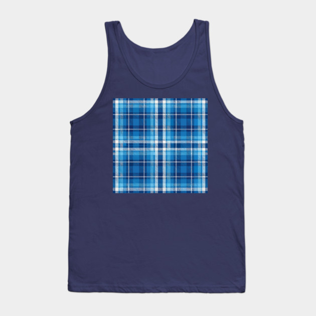 Blue Highland Check – Classic Tartan Style Plaid Pattern Tank Top by DonWillisJrArt