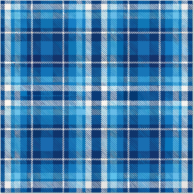 Blue Highland Check – Classic Tartan Style Plaid Pattern Wall Art by DonWillisJrArt