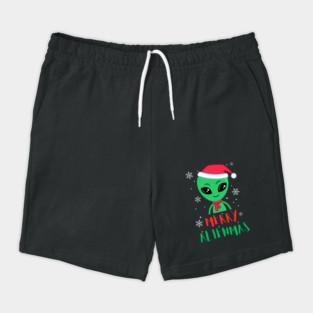 Merry Alienmas Cute Green Alien Santa Hat Shorts