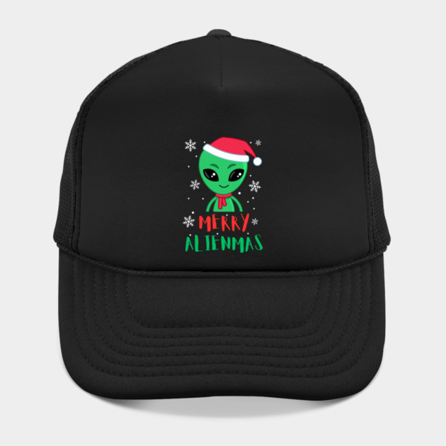Merry Alienmas Cute Green Alien Santa Hat by Creatifly Graphic Tees