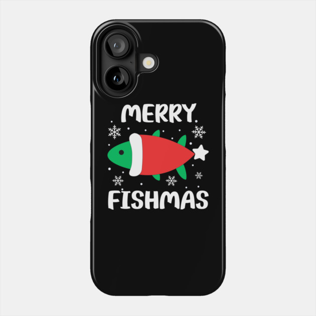 Merry Fishmas Cute Santa Fish Holiday Pun Phone Case by Creatifly Graphic Tees