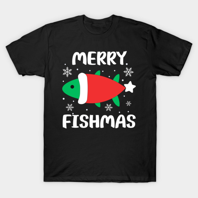 Merry Fishmas Cute Santa Fish Holiday Pun T-Shirt by Creatifly Graphic Tees
