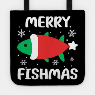 Merry Fishmas Cute Santa Fish Holiday Pun Tote