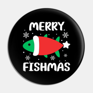 Merry Fishmas Cute Santa Fish Holiday Pun Pin