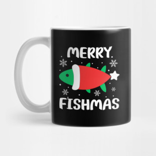 Merry Fishmas Cute Santa Fish Holiday Pun Mug