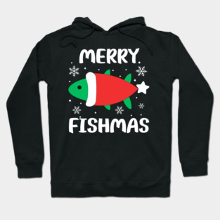 Merry Fishmas Cute Santa Fish Holiday Pun Hoodie