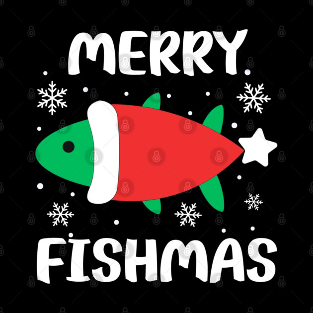 Merry Fishmas Cute Santa Fish Holiday Pun by Creatifly Graphic Tees