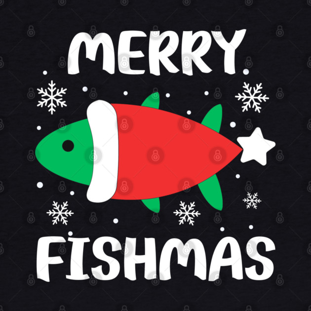 Merry Fishmas Cute Santa Fish Holiday Pun by Creatifly Graphic Tees