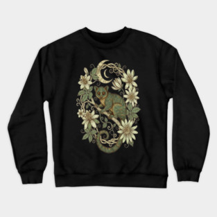 Kinkajou Honey Bear with Moon and Flowers Crewneck Sweatshirt