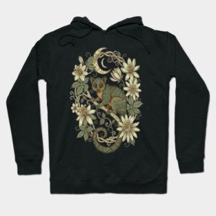 Kinkajou Honey Bear with Moon and Flowers Hoodie