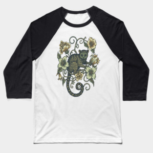 Kinkajou Honey Bear and Tropical Flowers Baseball T-Shirt