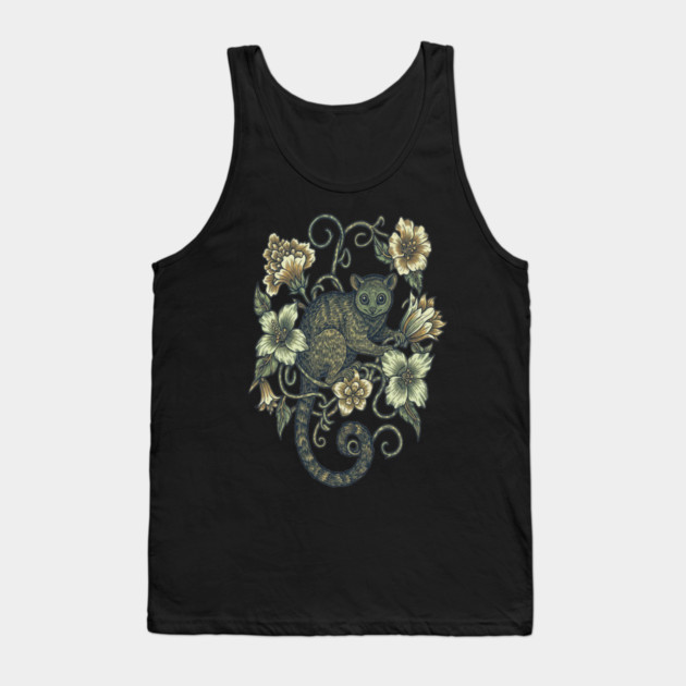 Kinkajou Honey Bear and Tropical Flowers Tank Top by BirdsnStuff