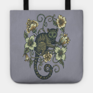 Kinkajou Honey Bear and Tropical Flowers Tote