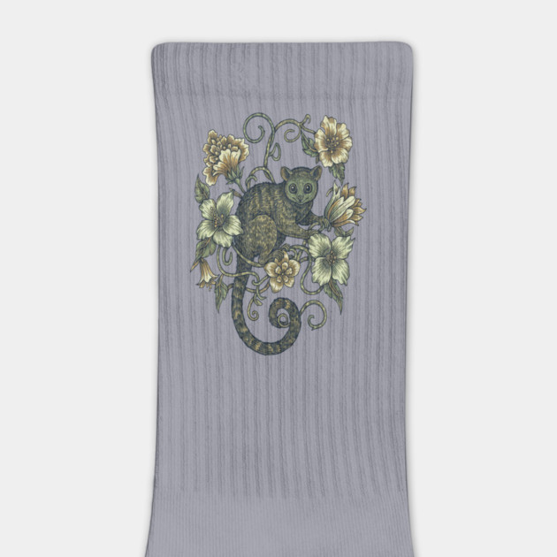 Kinkajou Honey Bear and Tropical Flowers by BirdsnStuff