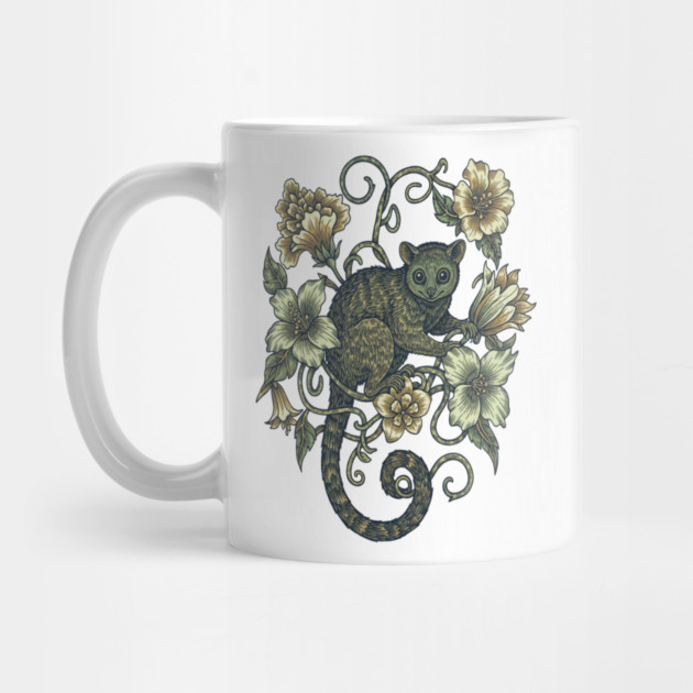 Kinkajou Honey Bear and Tropical Flowers by BirdsnStuff
