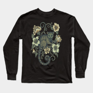 Kinkajou Honey Bear and Tropical Flowers Long Sleeve T-Shirt