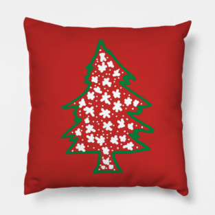 Snowy Hand Drawn Christmas Tree Pillow
