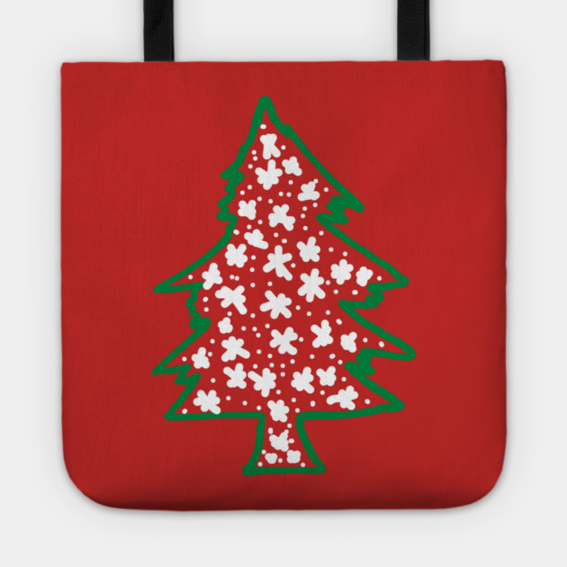 Snowy Hand Drawn Christmas Tree Tote by Creatifly Graphic Tees
