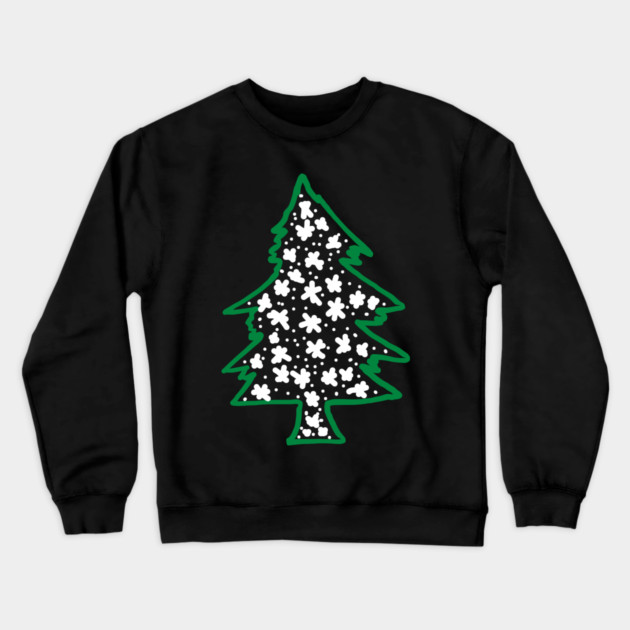 Snowy Hand Drawn Christmas Tree Crewneck Sweatshirt by Creatifly Graphic Tees