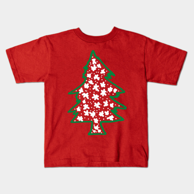 Snowy Hand Drawn Christmas Tree Kids T-Shirt by Creatifly Graphic Tees