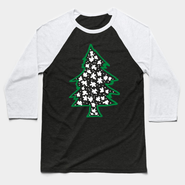Snowy Hand Drawn Christmas Tree Baseball T-Shirt by Creatifly Graphic Tees