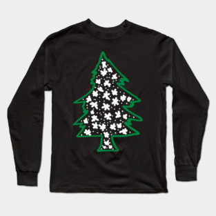 Snowy Hand Drawn Christmas Tree Long Sleeve T-Shirt