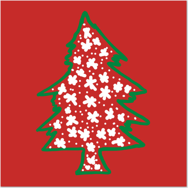 Snowy Hand Drawn Christmas Tree Wall Art by Creatifly Graphic Tees