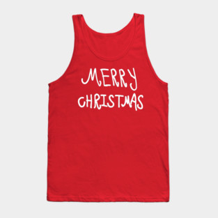 White Hand Drawn Merry Christmas Doodle Tank Top