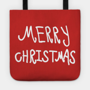 White Hand Drawn Merry Christmas Doodle Tote
