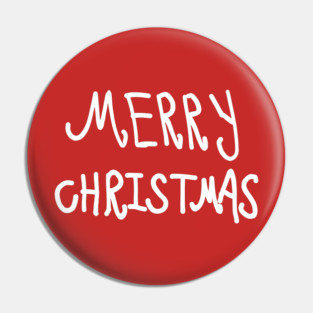 White Hand Drawn Merry Christmas Doodle Pin