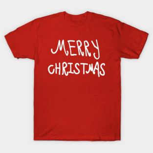 White Hand Drawn Merry Christmas Doodle T-Shirt