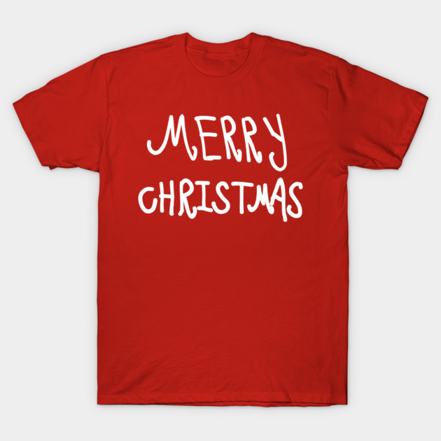 White Hand Drawn Merry Christmas Doodle T-Shirt by Creatifly Graphic Tees