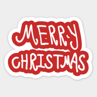 White Hand Drawn Merry Christmas Doodle Magnet